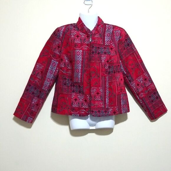 NWOT Molly and Max Red Aztec Jacket Sz Medium Petite - Picture 3 of 10